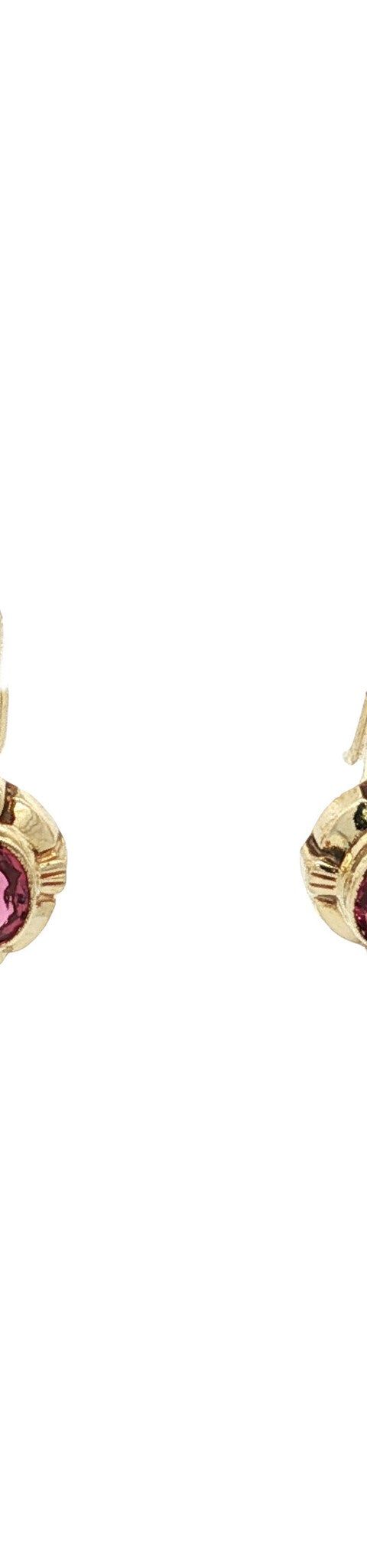 Vintage 14K Gold Drop Earrings with Colored Stone